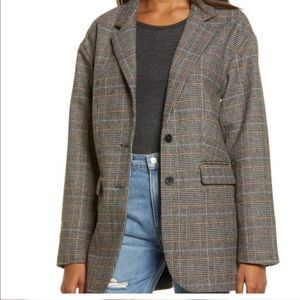 Reformation Plaid Blazer - Gray and Brown